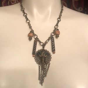 NWOT. Elephant Wood Beads Jungle Decorative Necklace